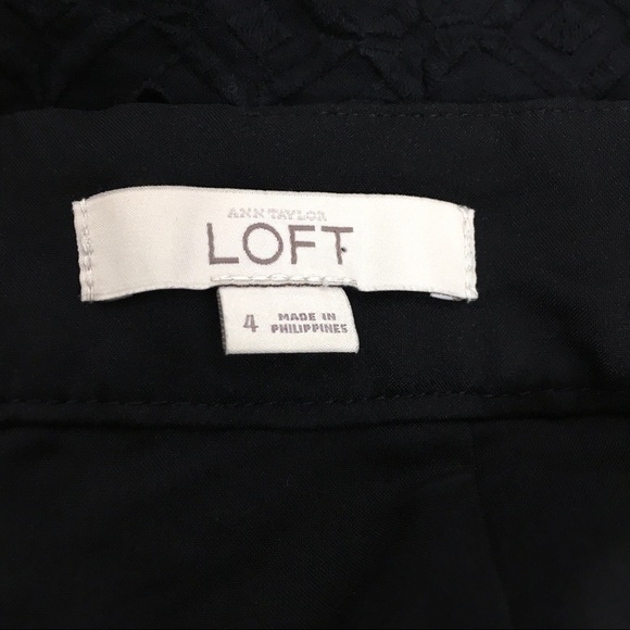LOFT Skirt Pencil Eyelet Lace Embroidered Solid Black Textured Minimalist Size 4 - Picture 9 of 11